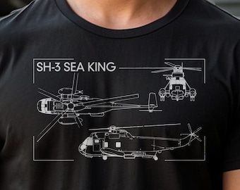SH-3 Sea King Helicopter Blueprint Diagram Men&#39;s classic tee
