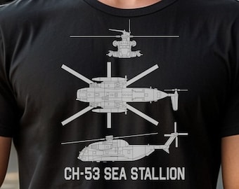 CH-53 Sea Stallion Military Transport Helicopter Cutout Silhouette Men&#39;s classic tee