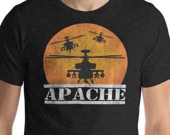 Apache Hubschrauber AH64 Angriff Hubschrauber Pilot Sonnenuntergang Unisex T-Shirt Geschenk