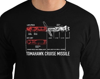 Tomahawk Cruise Missile Blueprint Infographic Diagram Men’s Long Sleeve Shirt