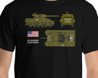 M10 Tank Destroyer Tank WW2 Army Shirts Tanks Diagram Short Sleeve T-Shirt