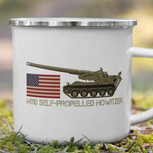 M110 Self-propelled Howitzer USA American Flag Gift Enamel Mug