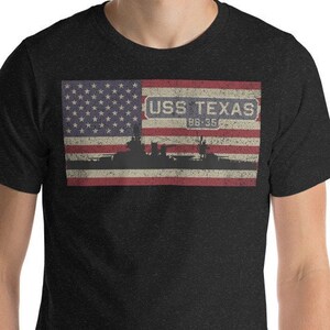 USS Texas BB-35 WW1 WW2 Battleship USA Vintage American Flag Unisex T-shirt Gift