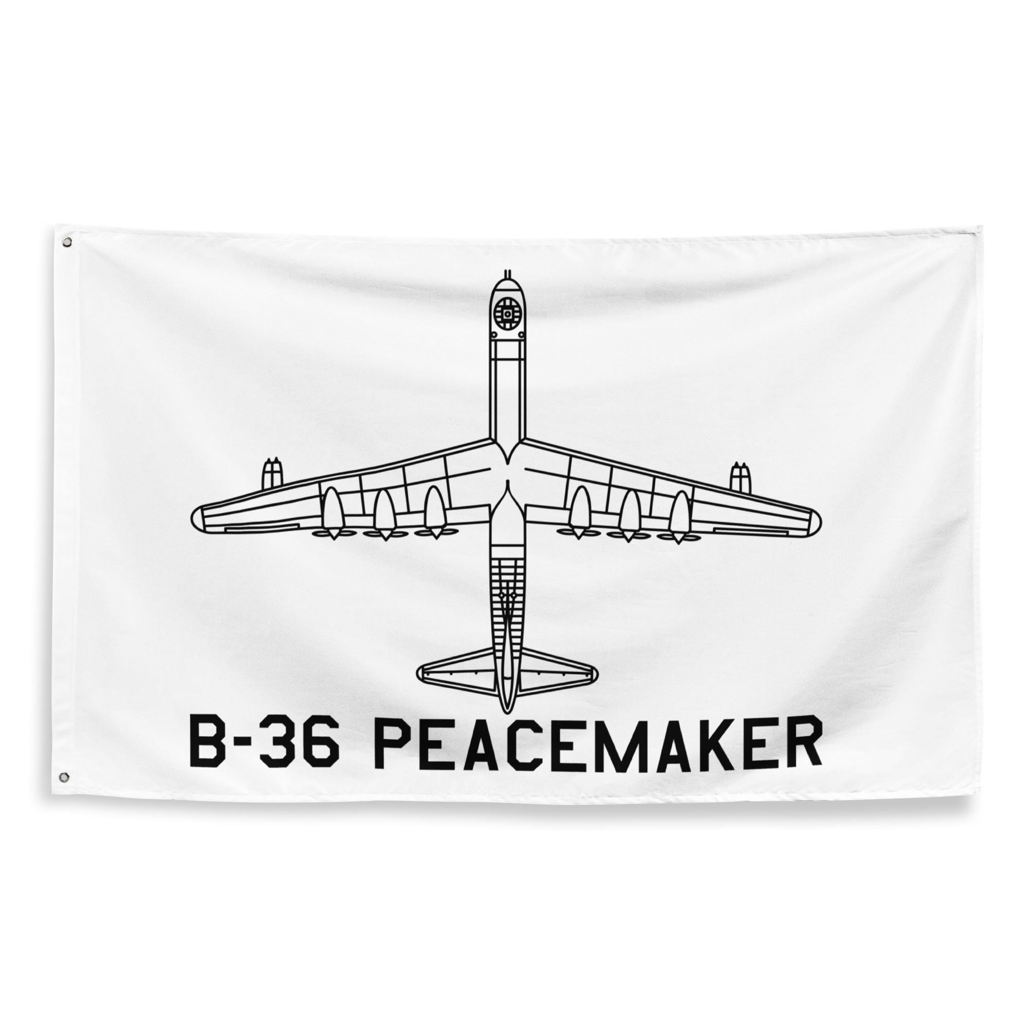 Convair B-36 Peacemaker Airplane Aircraft Blueprint Plane Art Diagram on a Flag