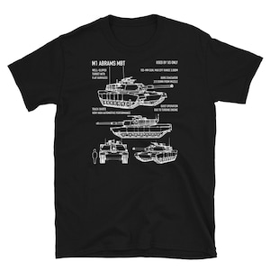 M1 Abrams US Army Tank Recognition Blueprint Schematic T-Shirt Gift
