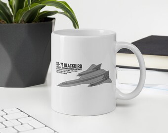 SR-71 Blackbird Fastest Plane Facts White Glossy Mug