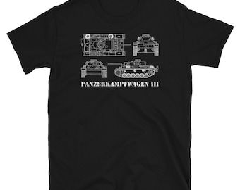 Panzer III Tank Tshirt Gift German Panzerkampfwagen Blueprint WW2 Tee T-Shirt