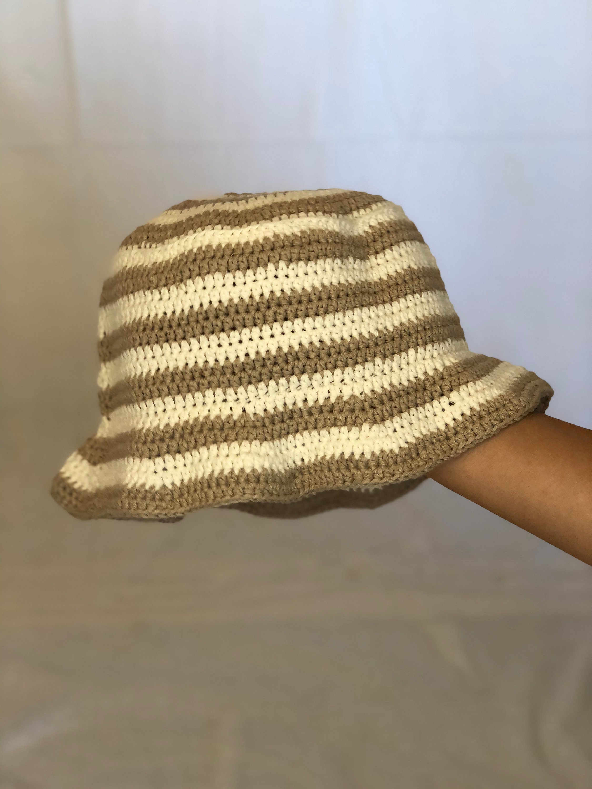 Striped Bucket Hat Summer Spring Beach Hat Crochet Vintage - Etsy