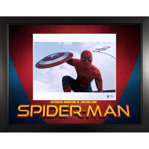 Tom Holland Spiderman Marvel Avengers Custom Framed Signed Autograph Photo BAS