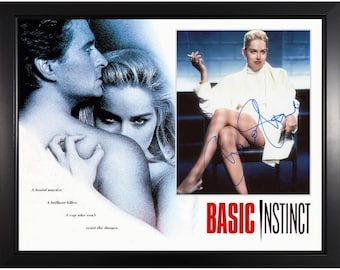 Sharon Stone Nagi instynkt aktorka niestandardowa oprawiona podpisana ekspozycja zdjęć ACOA