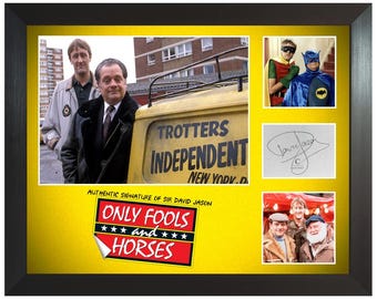 Sir David Jason Del Boy Only Fools and Horses ingelijste gesigneerde kaartweergave COA