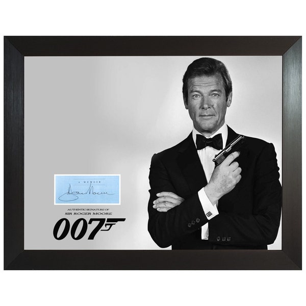Roger Moore James Bond 007 Custom Framed Signed Autograph Card Display COA