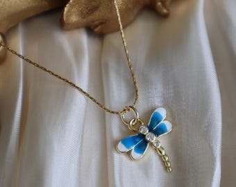 Small Dragonfly Necklace - 18K Gold Insect Jewelry, Earthy Accessories for Her