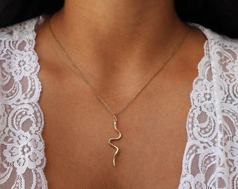 Dainty 18K Gold Snake Necklace - Minimalist Jewelry - Layering Necklace - Elegant