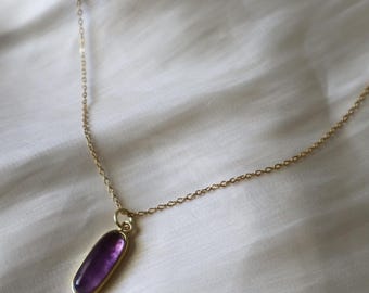 Oval Amethyst Necklace - 14K Gold Gemstone Necklace, Spiritual Jewelry for Her, Natural Amethyst Pendant, February Birthstone