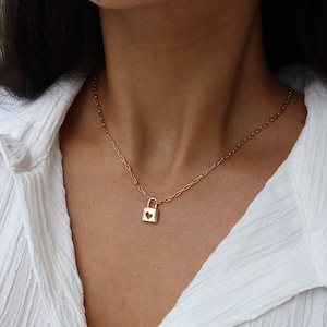 Hartslotketting, paperclipketting, hartsieraden, cadeau voor geliefde/partner, Valentijnsdagcadeau, minimalistische ketting, voor haar/hem