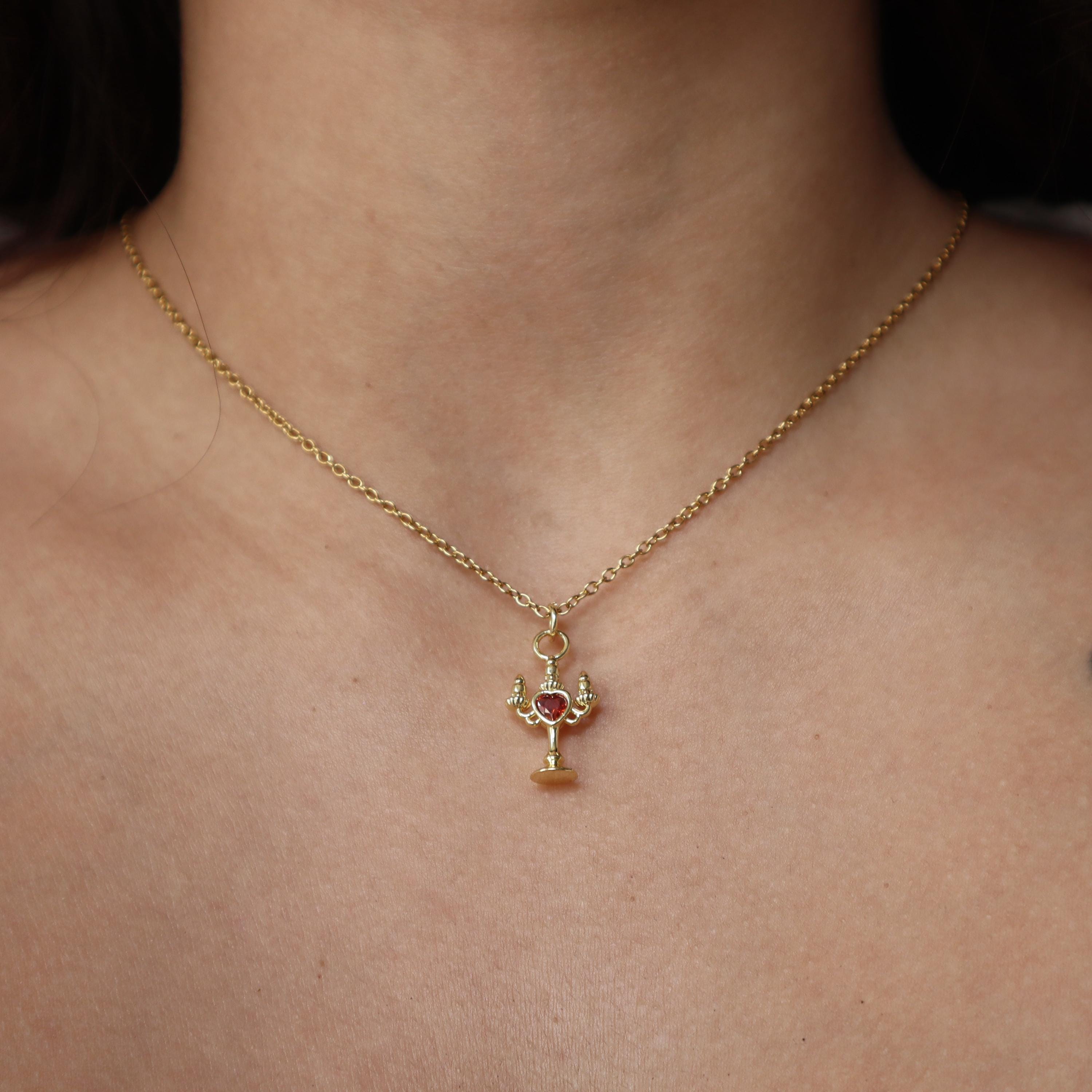 14K Gold Candelabra Necklace – Beauty and the Beast Inspired