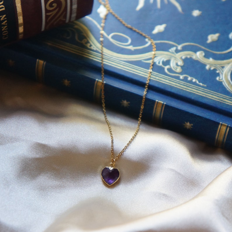 Amethyst Heart Necklace Healing Crystal Jewelry Gemstone Etsy