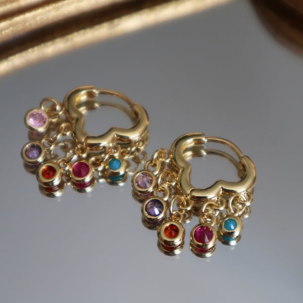 Boucles d'oreilles nuage colorées, boucles d'oreilles pendantes multicolores, bijoux de boucles d'oreilles, bijoux maximalistes, boucles d'oreilles maximalistes pour elle, cadeau de Noël