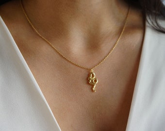 16K Gold Snake Necklace – Dainty Minimalist Layering Jewelry