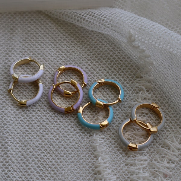 Tiny Pastel Hoops, Dainty Huggies, Colorful Earrings, Summer Jewelry, Gift for Her, Dainty Earrings for Her, Piercing Jewelry, Aesthetic