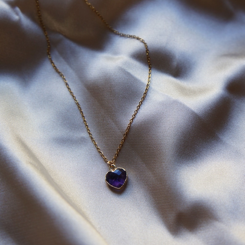 Amethyst Heart Necklace Healing Crystal Jewelry Gemstone Etsy