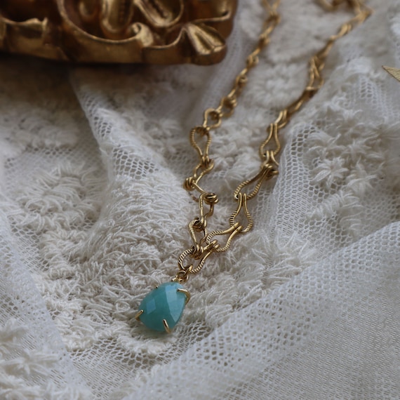 Natural Amazonite Necklace - Crystal Jewelry - Aesthetic Jewelry - Summer Necklace - Amazonite Choker - Gift for Her - Natural Stone Jewelry