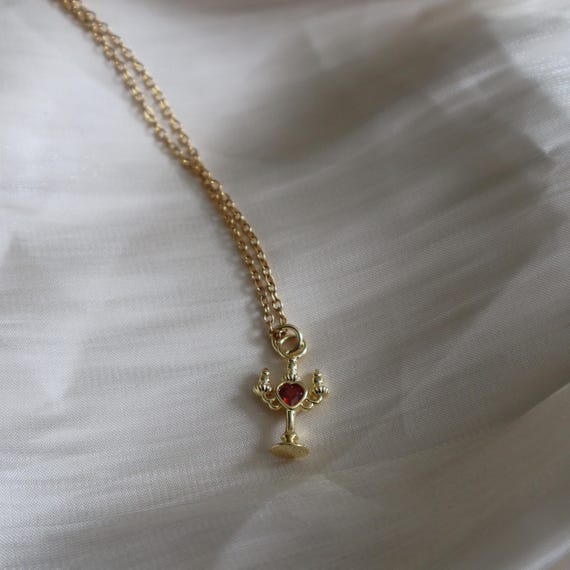 14K Gold Candelabra Necklace – Beauty and the Beast Inspired