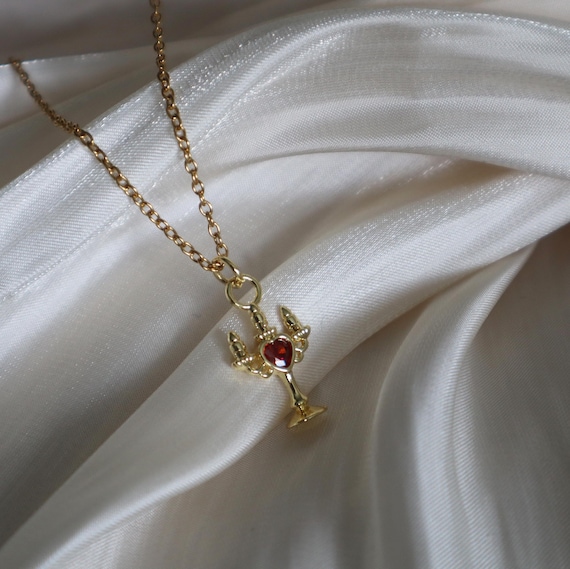 14K Gold Candelabra Necklace – Beauty and the Beast Inspired