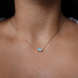 Tiny Fish Necklace, Fish Bead Necklace, Trendy Jewelry for Her, Christmas Gift, Blue Fish Accessories, Minimalist Jewelry, Dainty Jewelry
