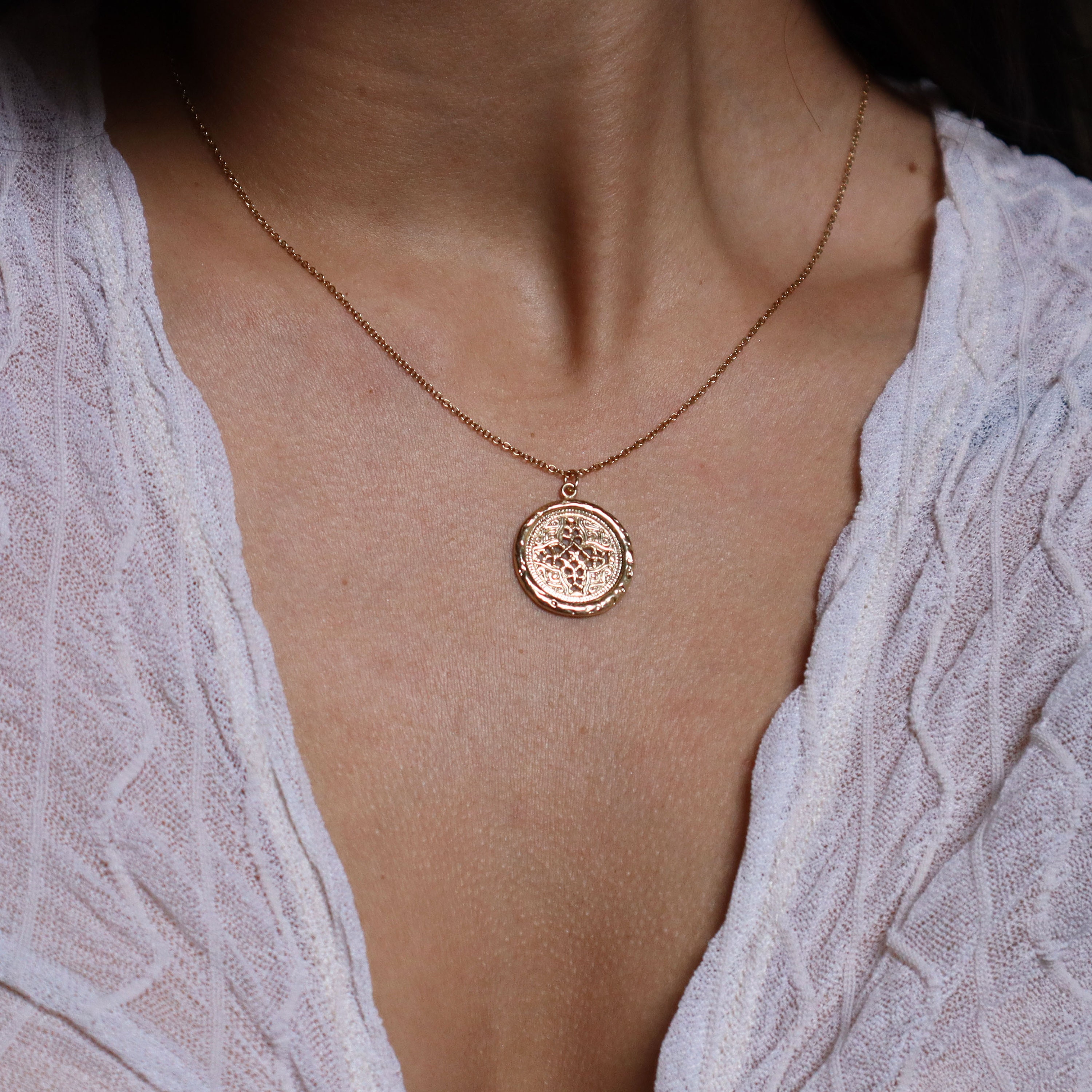 Gold Medallion Necklace Vintage Inspired Necklace Gold Coin - Etsy