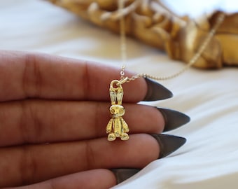 Gold Plated Bunny Necklace, Alice in Wonderland Jewelry