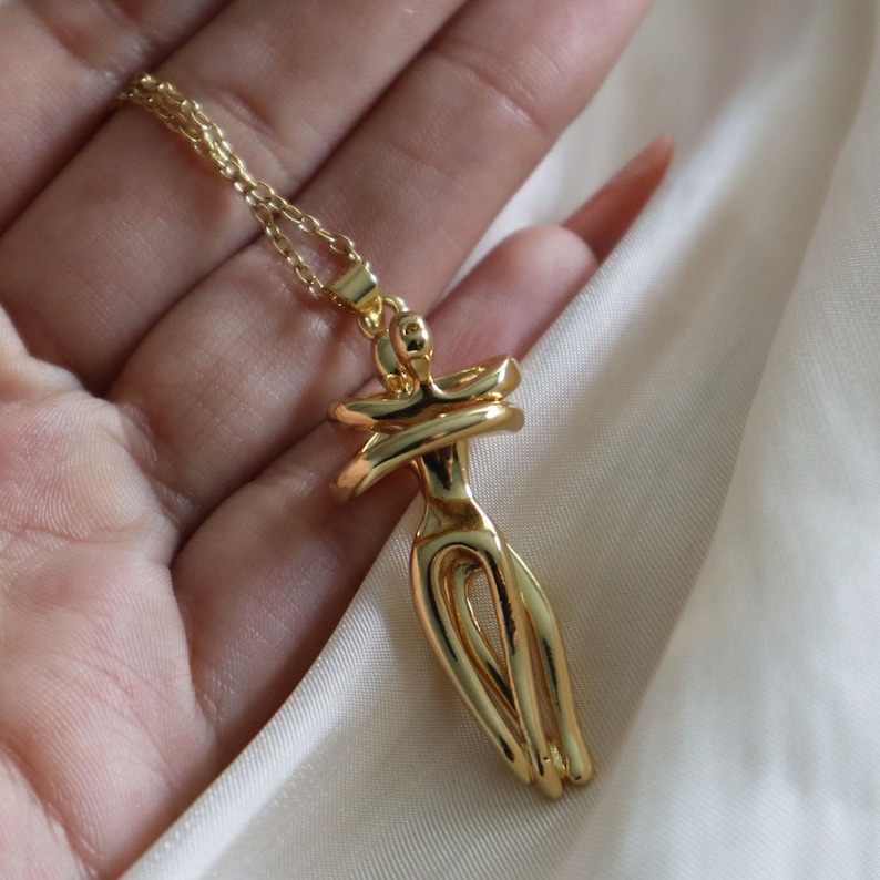 Soulmate Necklace - Couple Hugging Necklace - Gift for Lover - Valentine's Day Gift - Human Figure Pendant Jewelry - Anniversary Gift image 3