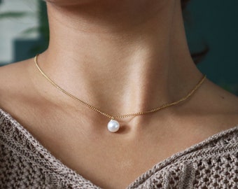 Dainty Pearl Necklace – 16K Gold Layering Chain Jewelry