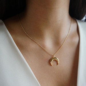 Gold Crescent Moon Necklace Boho Jewelry Minimalist Jewelry Gold Charm Necklace Gift for Her Layering Necklace Moon JewelrY Gold Necklace