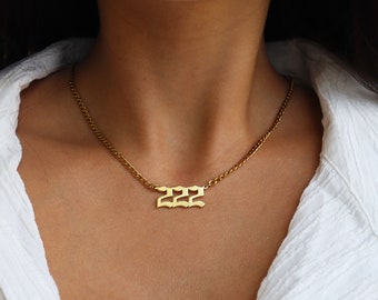 18K Gold Angel Number Necklace – Spiritual Charm Jewelry for Her