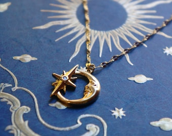 Collana Luna e Stella in oro 16 carati – Gioielli celestiali da indossare a strati