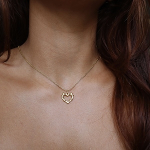 Devil Heart Necklace, Gold Heart Jewelry, Horns Necklace, Gift for Her, Halloween Jewelry, Best friend Gift, Minimalist Gold Necklace
