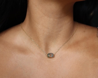 Natural Tourmaline Agate Pendant Necklace – Boho Layering Jewelry
