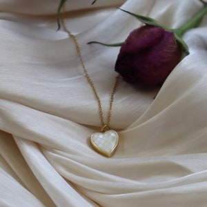 White Heart Necklace, Mermaid Aesthetic Jewelry, Dainty Jewelry for Her, Heart Jewelry, Sparkly Necklace, Christmas Gift, Coquette Necklace