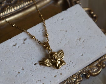 Collier ange chérubin en or - Bijoux imperméables en acier inoxydable