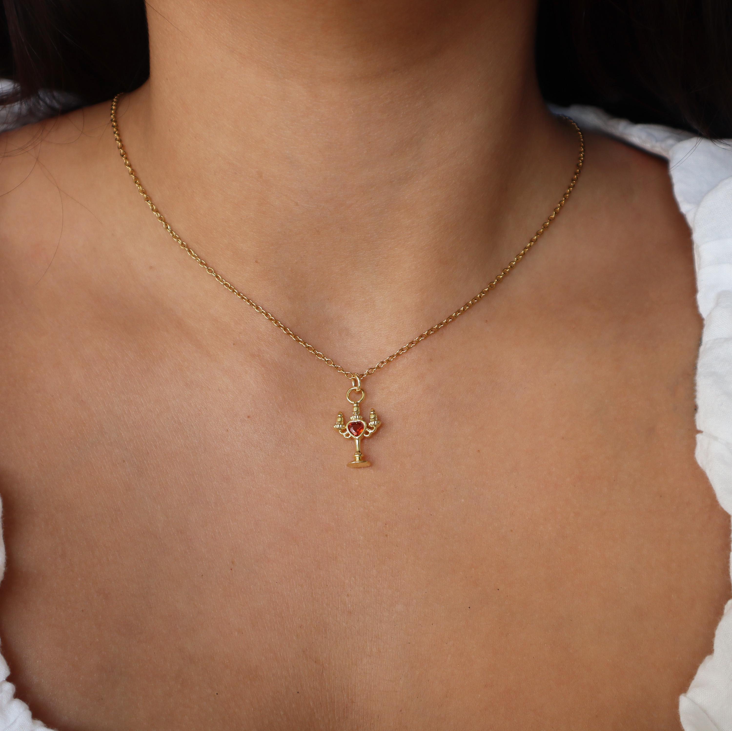14K Gold Candelabra Necklace – Beauty and the Beast Inspired