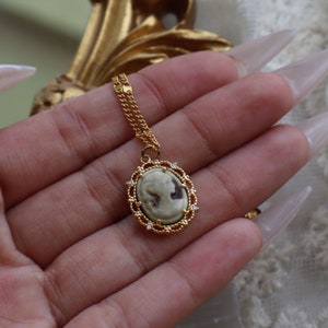 Sparkly Cameo Necklace, Dark Academia Jewelry, Cameo Jewelry, Vintage Necklace, Tiny Cameo Necklace, Bookish Gifts, Gifts for Her, Minimal