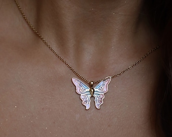 Collana Fairytopia a forma di farfalla in oro 16 carati – Gioielli con ali di fata (25,3x31,1 mm)