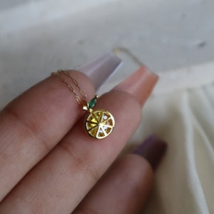 Tiny Lemon Necklace, Fruit Jewelry, Lemon Accessories for Her, Dainty Summer Necklace, Lemon Charm, Gift for Her, Minimalist Jewelry, Girly