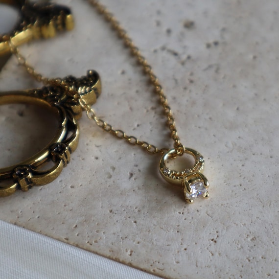 Promise Ring Necklace, Ring Necklace, Anniversary Gift for Her