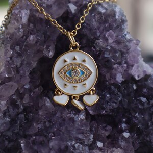 Lucky Eye Coin Necklace, Dreamcatcher Necklace, Evil Eye Jewelry, Gift for Her, Gold Talisman Necklace, Christmas Gift, Evil Eye Necklace