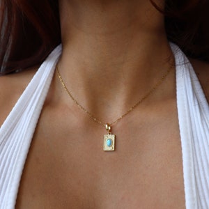 Opal Spielkarte Halskette, Herz-Tag-Halskette, Herz Ass Schmuck, Poker Halskette, Opal Schmuck, Gold Charm Halskette, Geschenk für sie