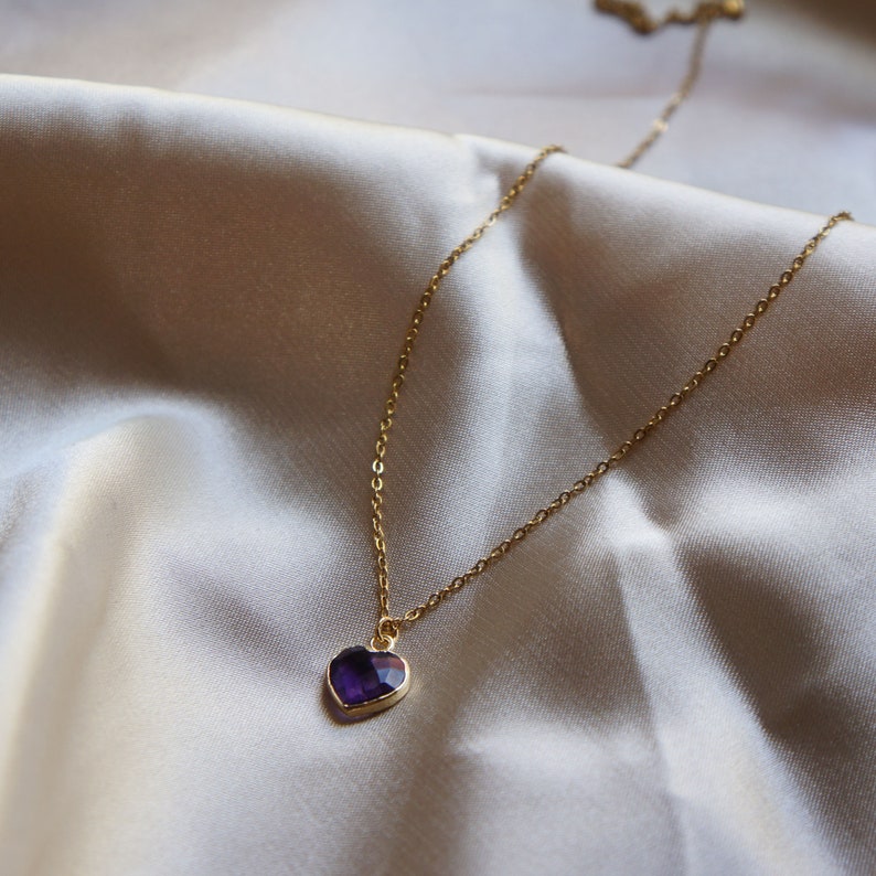 Amethyst Heart Necklace Healing Crystal Jewelry Gemstone Etsy