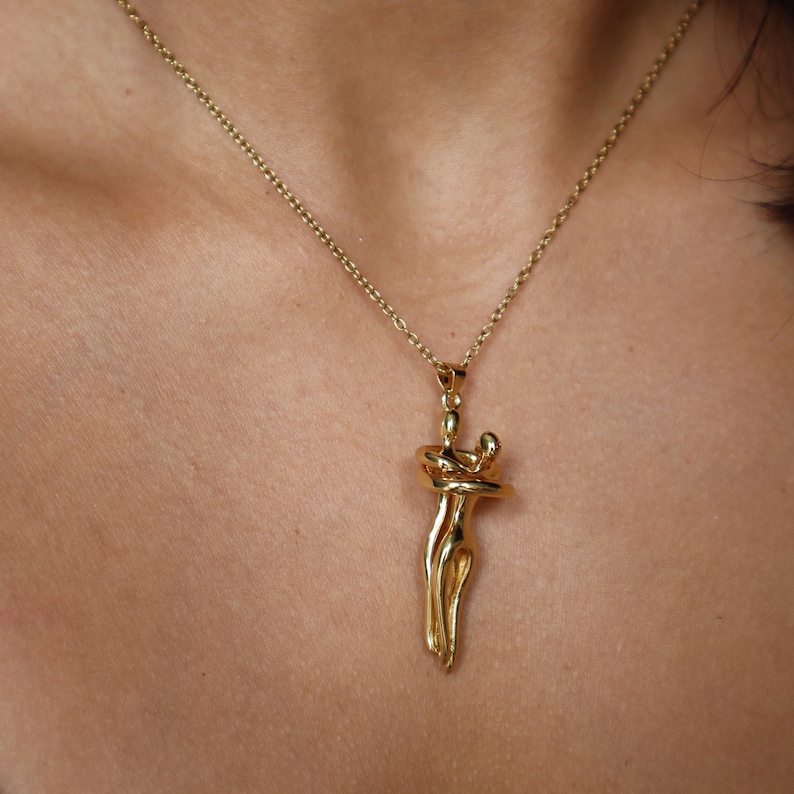 Soulmate Necklace - Couple Hugging Necklace - Gift for Lover - Valentine's Day Gift - Human Figure Pendant Jewelry - Anniversary Gift image 5